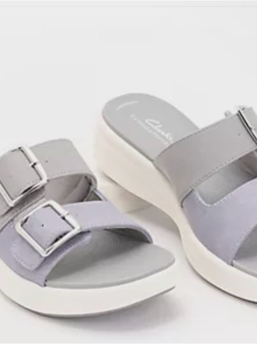 NEW Clark’s Cloud-Steppers Womens Adjustable Double-Buckle Slide Sandals NIB🤍💜🤍💜